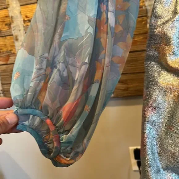 VTG William Pearson 70s Maxi Dress Size 8 Long balloon Sleeve flower Print funky - Picture 6 of 16